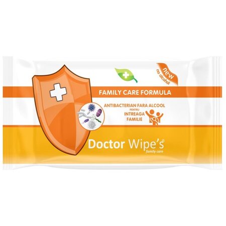 Servetele umede antibacteriene Family Care, 72 bucati, Doctor Wipe's 726536