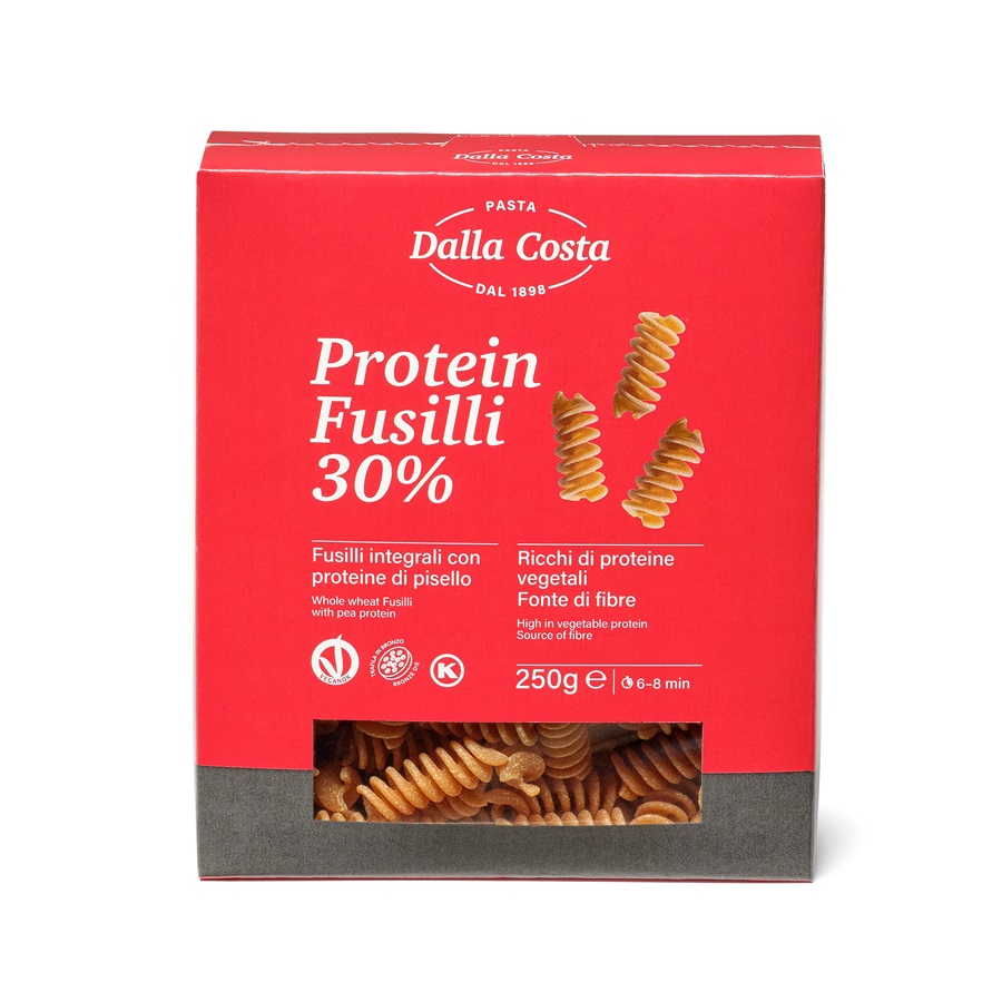 Paste fusilli cu proteine din mazare, 250 g, Dalla Costa