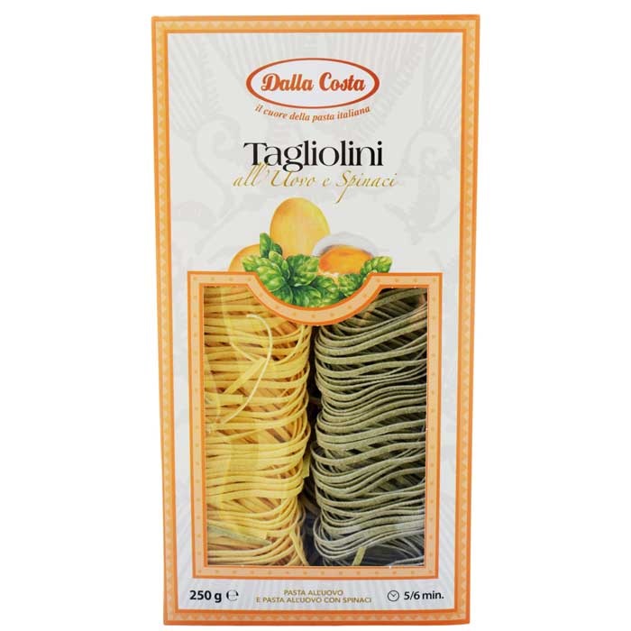 Paste tagliatelle bicolore din gris de grau dur, oua si spanac, 250 g, Dalla Costa