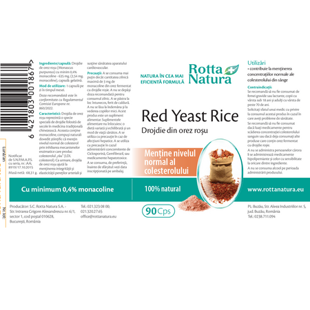 Red Yeast Rice, 90 capsule, Rotta Natura 598187