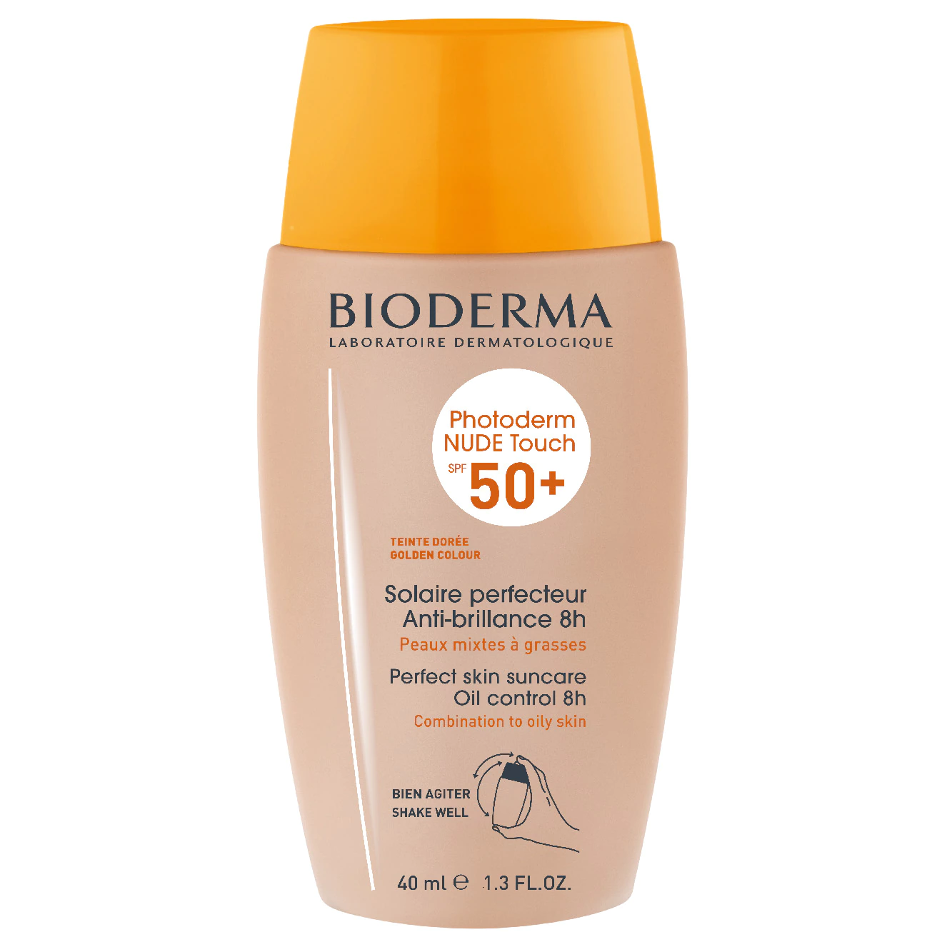 Fluid pentru piele mixta si grasa, nuanta Golden Photoderm Nude Touch, SPF 50+, 40 ml, Bioderma