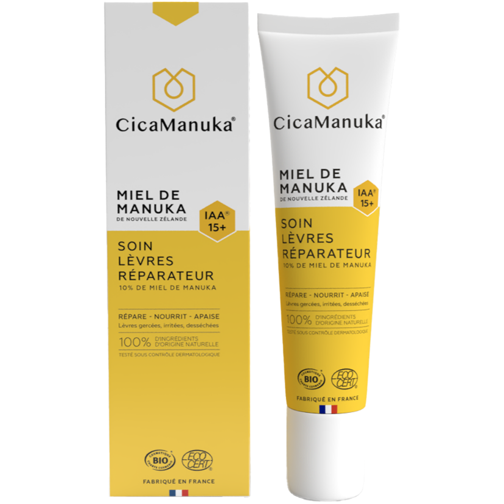 Balsam pentru buze cu 10% miere de Manuka IAA15+, ecologica, 15 ml, CicaManuka