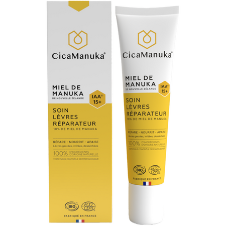 Balsam pentru buze cu 10% miere de Manuka IAA15+, ecologica, 15 ml, CicaManuka
