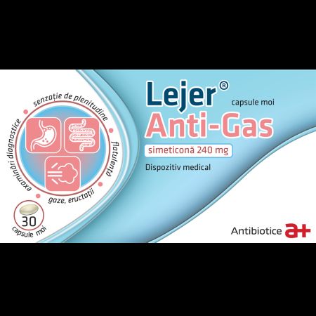 Lejer Anti-Gas, 240 mg, 30 capsule moi, Antibiotice SA 706065