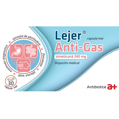 Lejer Anti-Gas, 240 mg, 30 capsule moi, Antibiotice SA 706065