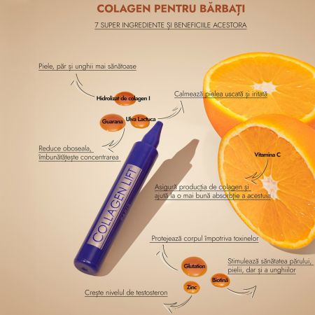 Colagen hidrolizat buvabil pentru barbati, 28 fiole, Collagen Lift 577877