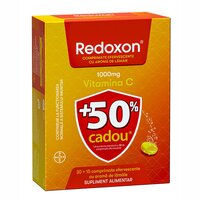 Redoxon cu aroma de lamaie, 30 + 15 comprimate efervescente, Bayer