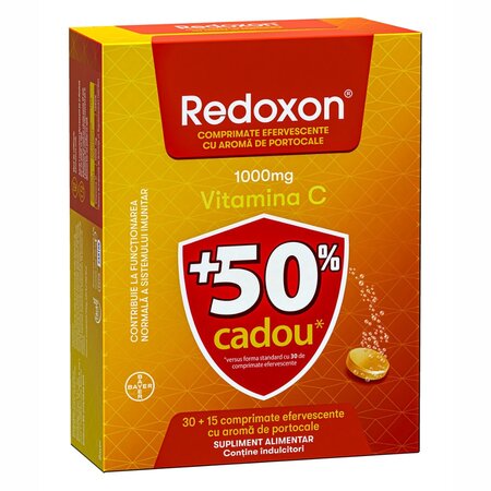 Redoxon cu aroma de portocale, 30 + 15 comprimate efervescente, Bayer