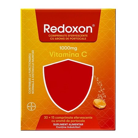 Redoxon cu aroma de portocale, 30 + 15 comprimate efervescente, Bayer