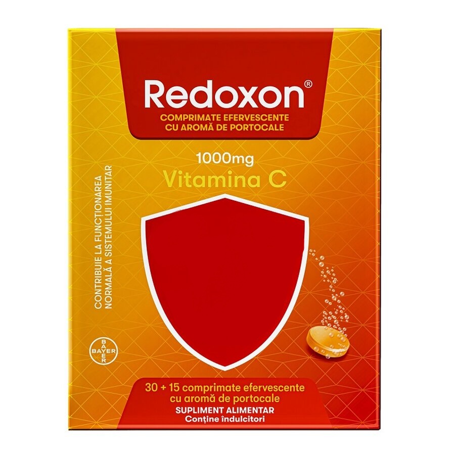Redoxon cu aroma de portocale, 30 + 15 comprimate efervescente, Bayer
