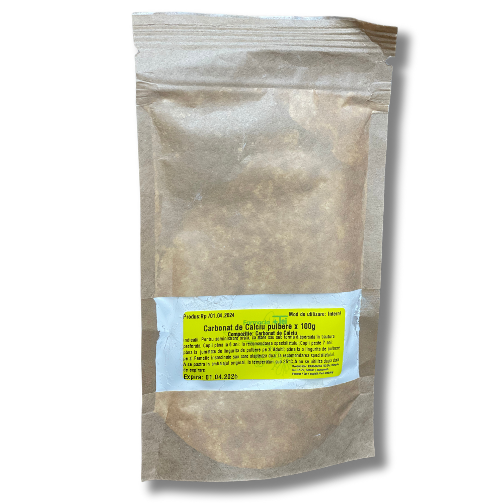 Carbonat de calciu pulbere, 100 g, Laborator Farmacia Tei