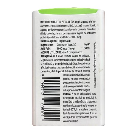 Acid Folic, 1 mg, 100 comprimate, Remedia 747086