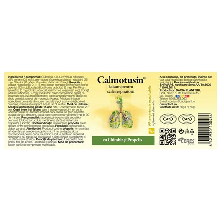 Calmotusin, 60 comprimate, Dacia Plant 737998