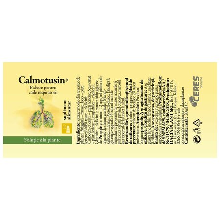Spray pentru gat cu propolis si menta Calmotusin, 20 ml, Dacia Plant 731614