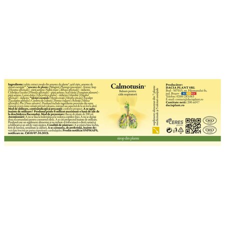 Sirop Calmotusin, 200 ml, Dacia Plant 738094