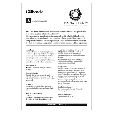 Tinctura de Galbenele, 50 ml, Dacia Plant 593248