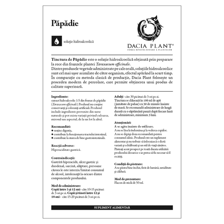 Tinctura de Papadie, 50 ml, Dacia Plant 593277