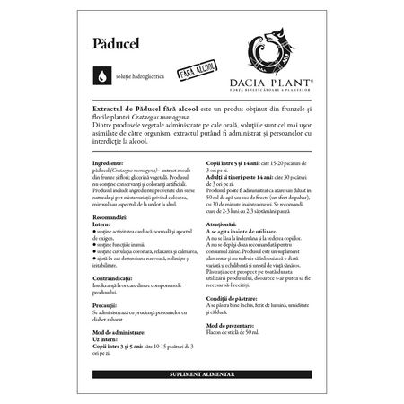 Extract natural de Paducel fara alcool, 50 ml, Dacia Plant 593390