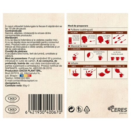 Ceai Bitter Suedez, 50 g, Dacia Plant 736241