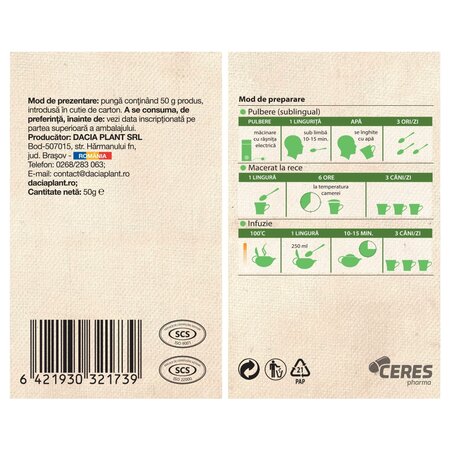 Ceai verde, 50 g, Dacia Plant 736442