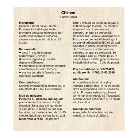 Ceai de chimen, 100 g, Dacia Plant 736460