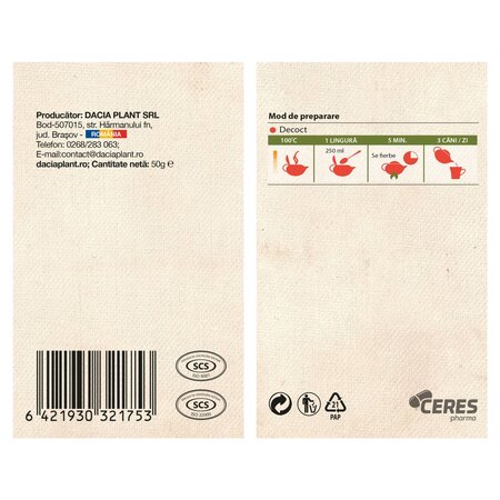 Ceai de macese, 50 g, Dacia Plant 737156