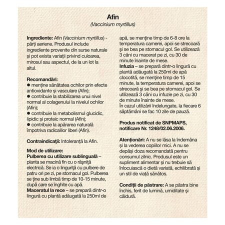 Ceai de afin, 50 g, Dacia Plant 731628