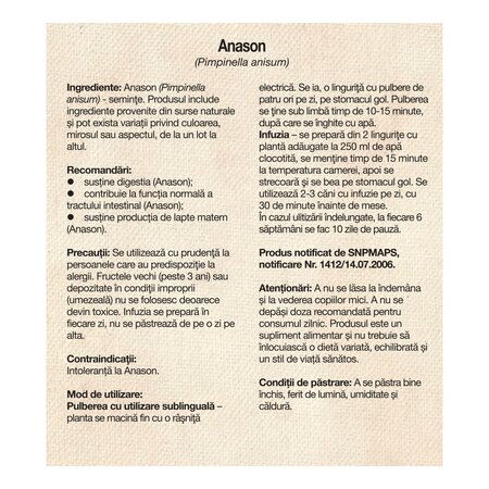Ceai de anason, 50 g, Dacia Plant 731658