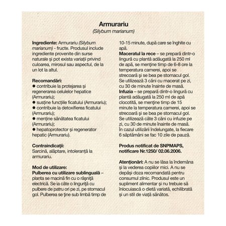 Ceai de armurariu, 100 g, Dacia Plant 731707