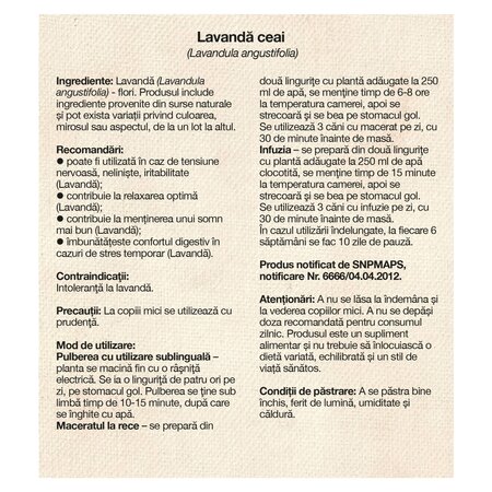 Ceai de lavanda, 50 g, Dacia Plant 736890