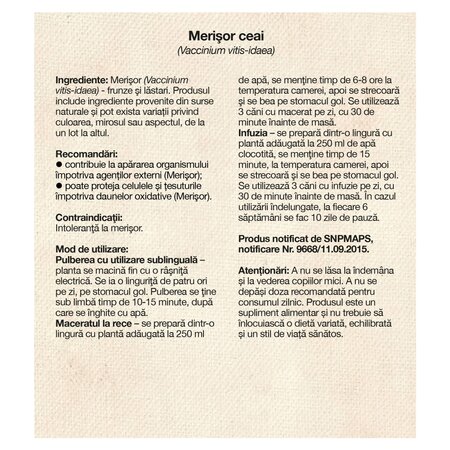 Ceai de merisor, 30 g, Dacia Plant 737161