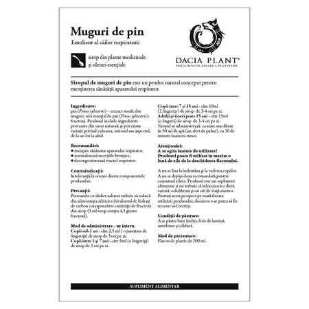 Sirop Muguri de Pin, 200 ml, Dacia Plant 593806