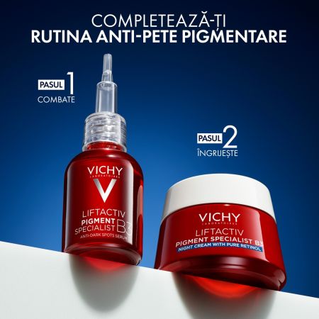 Crema de noapte antirid, antipete pigmentare cu retinol pur si niacinamida Liftactiv B3, 50 ml, Vichy 651030