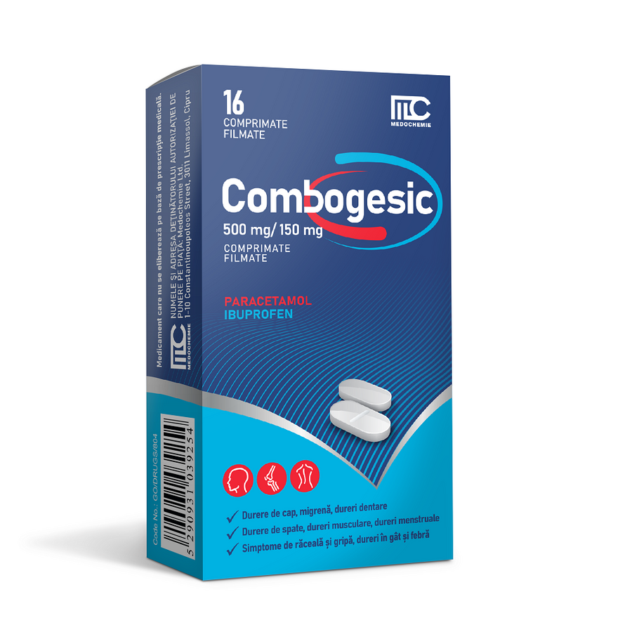 Combogesic, 500mg/150mg, 16 comprimate filmate, Medochemie : Farmacia ...