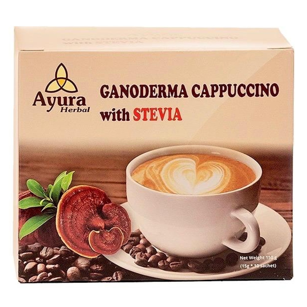 Cafea cu ganoderma si stevie Instant Coffee Mix, 10 plicuri, Ayura Herbal