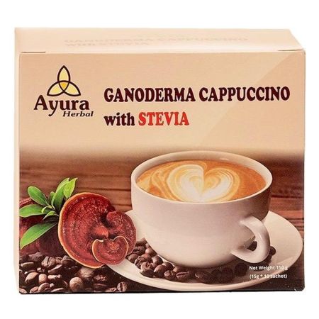 Cafea cu ganoderma si stevie Instant Coffee Mix, 10 plicuri, Ayura Herbal