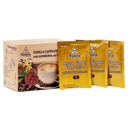 Cafea cu ganoderma, stevie si vanilie Instant Coffee Mix, 10 plicuri, Ayura Herbal 664231