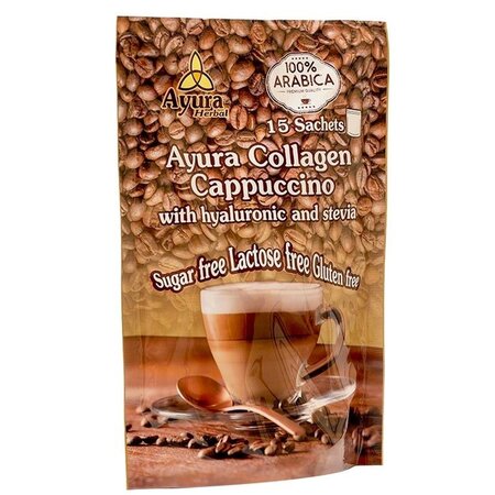 Cafea cu colagen si acid hialuroinic Instant Coffee Mix Family, 15 plicuri, Ayura Herbal 664241
