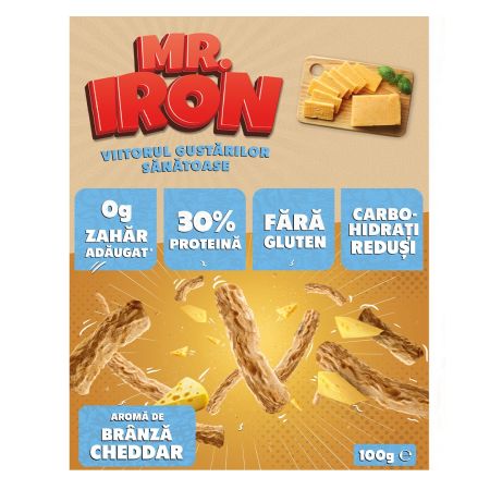 Pufuleti proteici cu branza cheddar Tojos, 100 g, Mister Iron