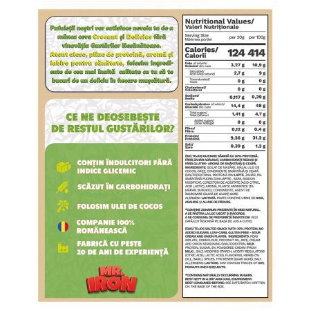Pufuleti proteici cu aroma de smantana si ceapa, 100 g, Mister Iron 656266