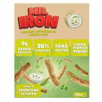 Pufuleti proteici cu aroma de smantana si ceapa, 100 g, Mister Iron