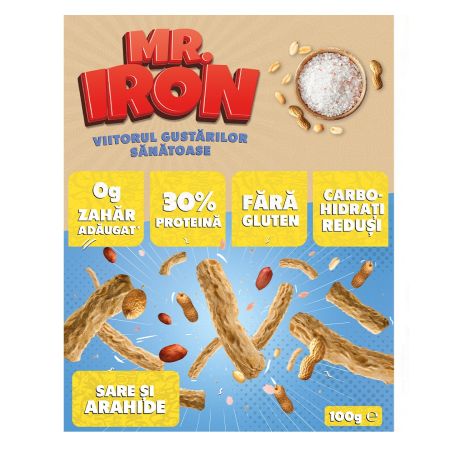 Pufuleti proteici fara gluten cu sare si arahide Tojos, 100 g, Mister Iron