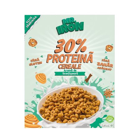 Cereale proteice cu scortisoara, vegane, fara zahar si fara gluten, 250 g, Mister Iron