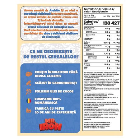 Cereale proteice cu aroma de arahide, 250 g, Mister Iron 656256