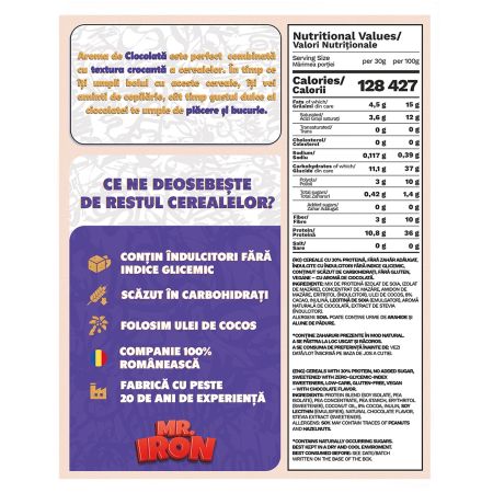 Cereale proteice cu aroma de cicolata, 250 g, Mister Iron 656250