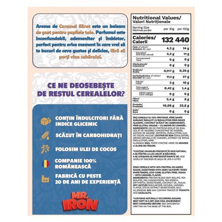 Cereale proteice cu aroma de caramel sarat, 250 g, Mister Iron 656244