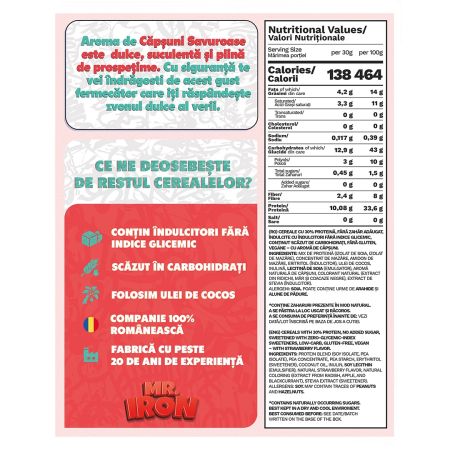 Cereale proteice cu aroma de capsuni, 250 g, Mister Iron 656243