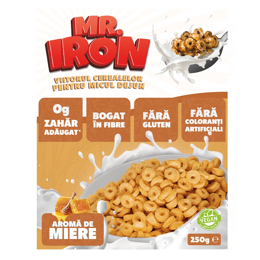 Cereale din ovaz cu aroma de miere Frosted, 250 g, Mister Iron