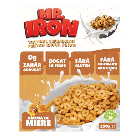 Cereale din ovaz cu miere inghetata, fara zahar si fara gluten, 250 g, Mister Iron