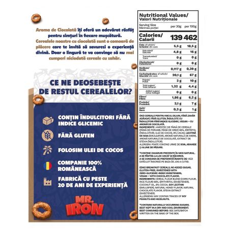 Cereale dindin ovaz cu aroma de ciocolata Frosted, 250 g, Mister Iron 656238